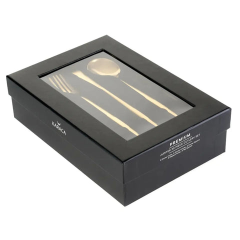 Karaca Orion 30-Piece Stainless Steel Cutlery Set for 6 People, Matte Gold