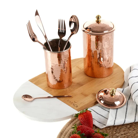 Karaca Orion 30-Piece Stainless Steel Cutlery Set for 6 People, Shiny Rose Gold