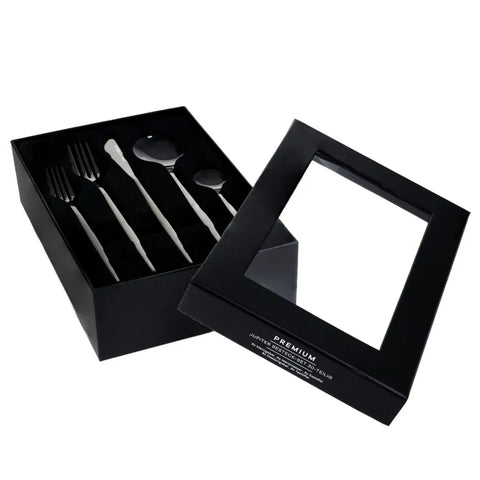 Karaca Orion 30-Piece Stainless Steel Cutlery Set for 6 People, Shiny Black