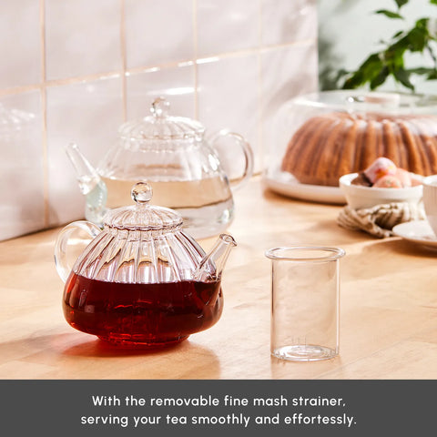 Karaca Lori Borosilicate Glass Teapot Set, Transparent