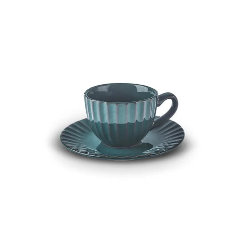 Karaca Austen 4-Piece Tea Cup and Saucer Set for 2 People, Green