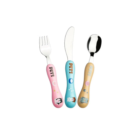 Karaca Pets 3-Piece Stainless Steel Children's Cutlery Set, Multi