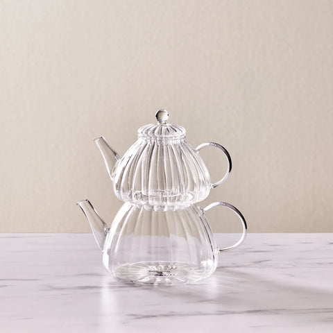 Karaca Lori Borosilicate Glass Teapot Set, Transparent