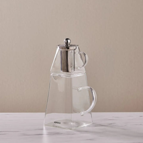 Karaca Giza Borosilicate Glass Teapot Set, Transparent