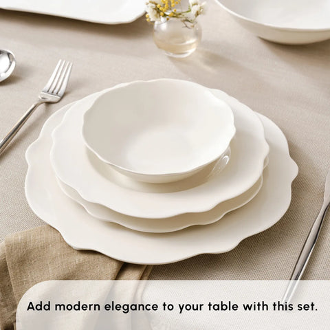 Karaca Vera 84-Piece Porcelain Dinner Set for 12 People, White 