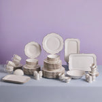 Karaca Vera 84-Piece Porcelain Dinner Set for 12 People, White Gold