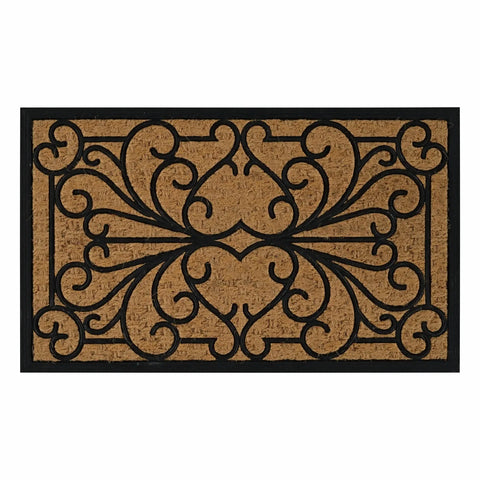 Kaşmir Rugs 7/24 Damask Coco Rubber Door Mat 45cmx75cm, Multi