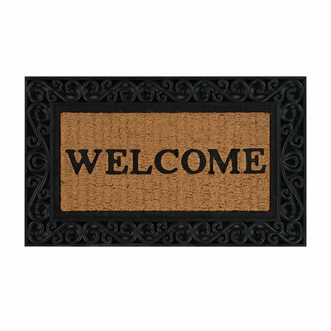 Kaşmir Rugs 7/24 Rubber-Framed Welcome Coco Door Mat, 45cmx75cm, Multi