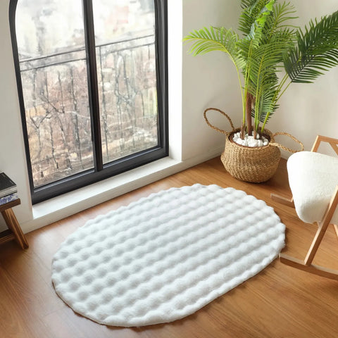 Kaşmir Rugs 7/24 Cosy Premium Bubble Rug, 80cmx150cm, White