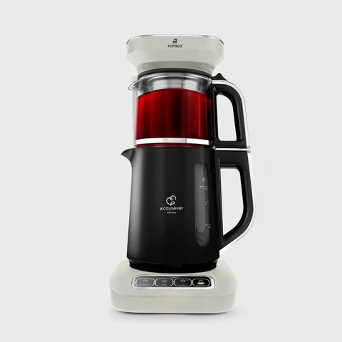 Karaca Caysever Robotea Pro 4 in 1 Talking Automatic Tea Maker Kettle and Filter Coffee Maker, 2500W, Starlight