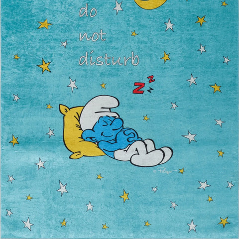 Kaşmir Rugs Smurfs Decorative Art Children and Young Rug, 100cmx150cm, Blue