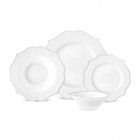 Karaca Melinda 24-Piece Porcelain Dinner Set for 6 People, White