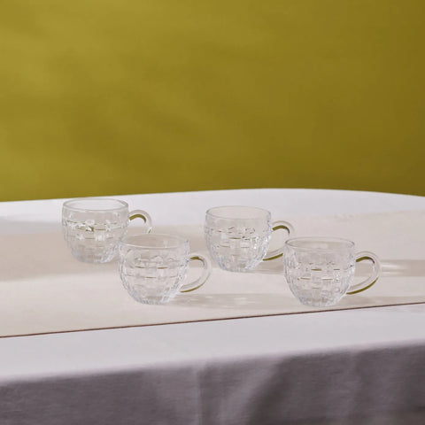 Karaca Emel 4-Piece Glass Tea Cup Set, 180ml, Transparent