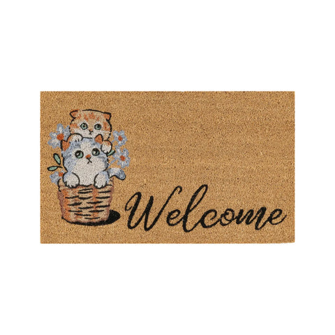 Kaşmir Rugs 7/24 Cat Welcome Coco Door Mat, 45cmx75cm, Multi