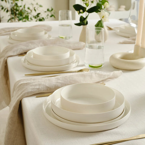 Karaca Finesse 24-Piece Porcelain Dinner Set for 6 People, White