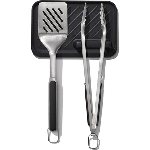 Oxo Good Grips 3-Piece Grilling Tool Set, Black Grey