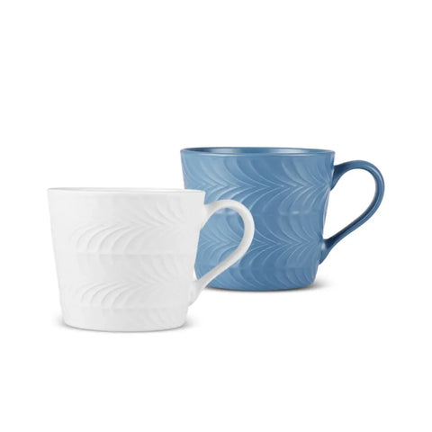 Karaca Lily 2-Piece Mug Set, 320 ml,Blue, White