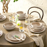 Karaca Abby 24-Piece Stoneware Dinner Set for 6 People, Cream