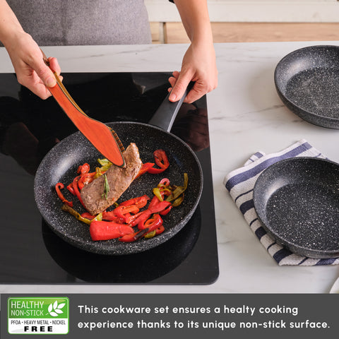 Karaca Biogranite Dide 3-Piece Induction Pan Set, Black