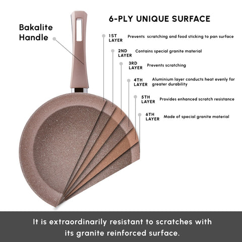 Karaca Rosegold Biogranite 7-Piece Induction Cookware Set, Rose Gold