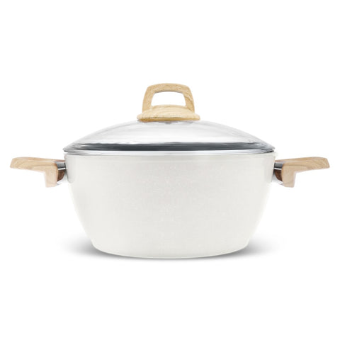 Karaca Swiss Crystal Induction Stockpot with Lid, 24cm, Creamy