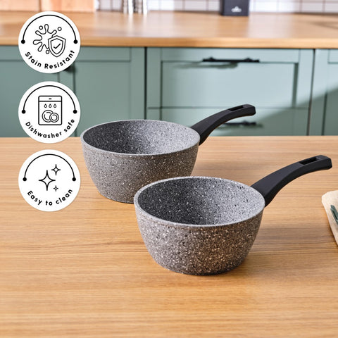 Karaca Gris Biogranite 2-Piece Induction Sauce Pan Set, Grey