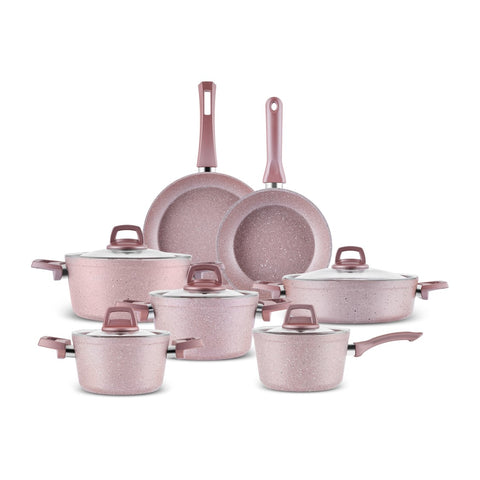 Karaca Rosegold Biogranite 12-Piece Induction Cookware Set, Rose Gold