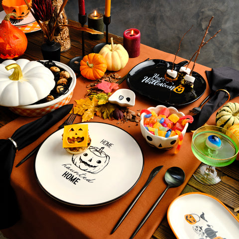 Karaca Halloween Pumpkin Party Ceramic Serving Platter, 29cm, Multicolour