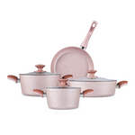 Karaca Rosegold Biogranite 7-Piece Induction Cookware Set, Rose Gold