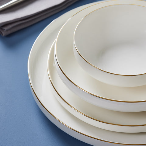 Karaca Streamline Sunset 24-Piece New Generation Bone China Dinnerware Set for 6 People, Gold