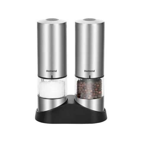 Homend Grindgo 6003 2-Piece Rechargeable Seasoning Mill Set, Inox