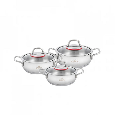 Karaca Emirgan 6 Piece Steel Induction Shallow Pot Set